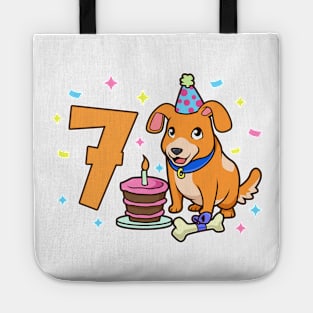 I am 7 with dog - kids birthday 7 years old Tote