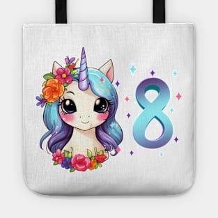 I am 8 with unicorn - girl birthday 8 years old Tote