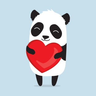 Cute cartoon panda holding heart. T-Shirt