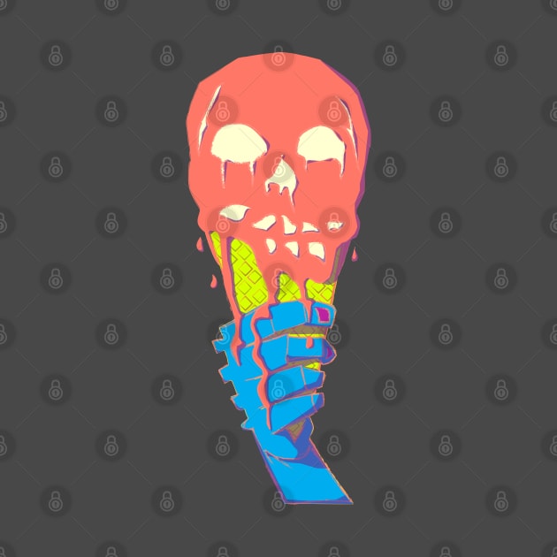 Neo Pop Neon Death's Head Skull Creamsicle Waffle Cone by Theokotos