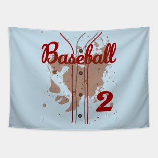 Toddler 2nd Birthday Baseball 2 Years Old #2 Baseball Lover Dirty Uniform Funny Baseball Theme Tapestry