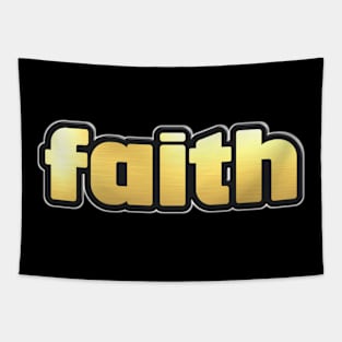 Shiny black and Gold FAITH word ver3 Tapestry