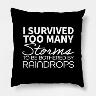 I Survived (White Print) Pillow