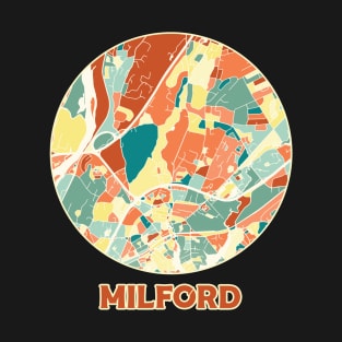 Milford Connecticut map in mozaique colors T-Shirt