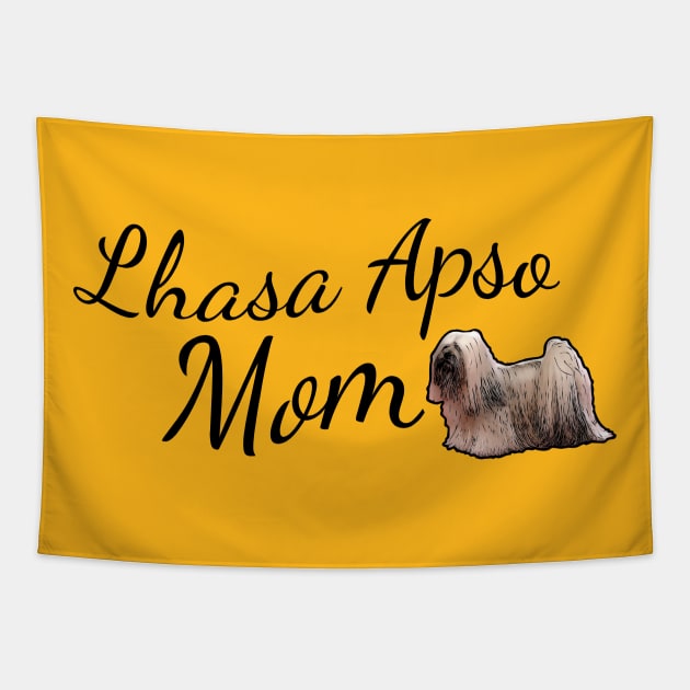 Lhasa Apso Dog Mom Tapestry by tribbledesign