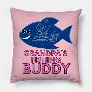 Father's Day Grandpa's fishing buddy girl pink Pillow