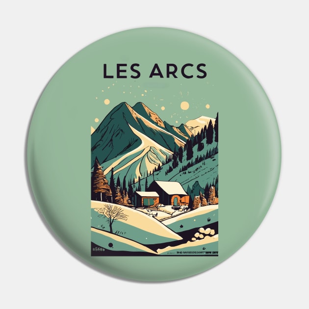 A Vintage Travel Art of Les Arcs - France Pin by goodoldvintage