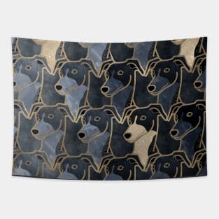 Greyhound Blue and Gold Elegant Pattern Tapestry