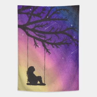 Girl in Starry Night Tapestry