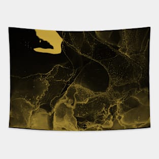 Gold Alcohol Ink Fluid Art Style Abstract Pattern Tapestry