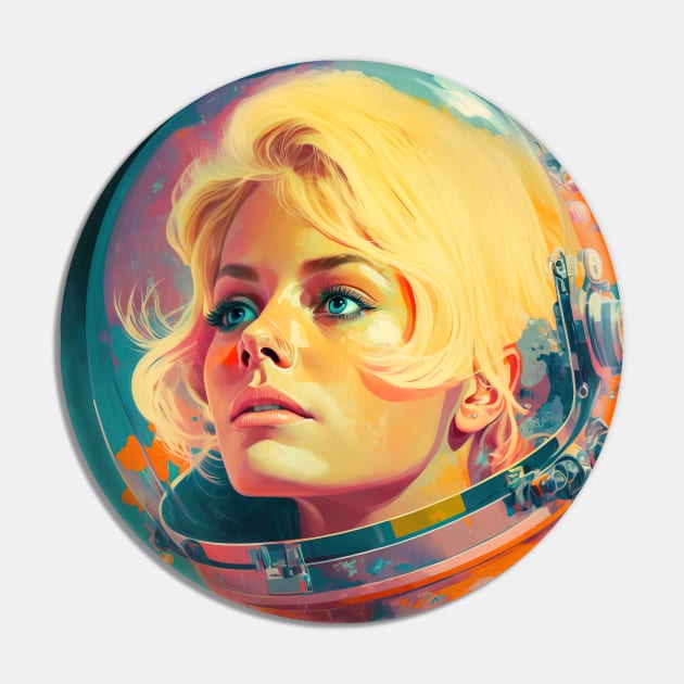 We Are Floating In Space - 07 - Sci-Fi Inspired Retro Artwork Pin by saudade