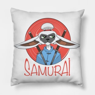 Serious Samurai Rabbit Pillow