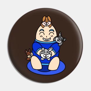 Cartoon boy with bunnies - colour Pin