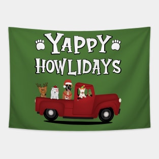 Yappy Howl-idays (White Text) Tapestry