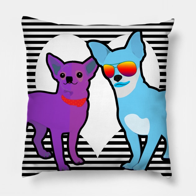 Two Chihuahuas Pillow by momomoma