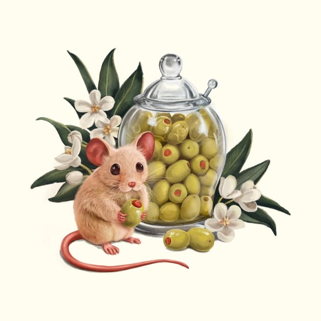 Cute mouse and olives by solrey