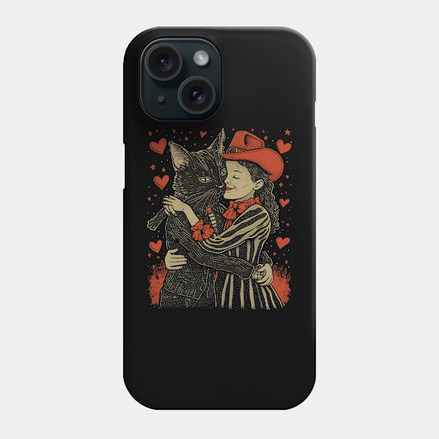 Valentine's Day Love Vintage Halloween Black Cat Witch Retro Cute Super Cool Best Gift Phone Case by MortuaryChill