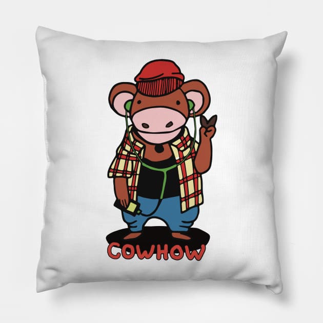 cool cow , cowhow Pillow by marina63