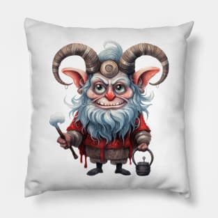 Krampus Watercolor Painting Pillow