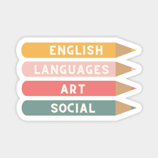 Coloring Pencil School Subject Labels Magnet