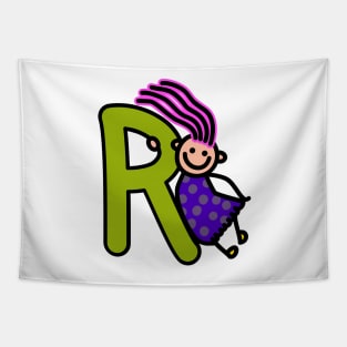 Letter R for girls alphabet Kids Colorful Cartoon Character Tapestry