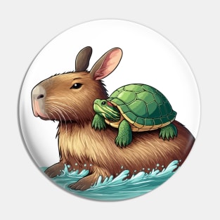 Capybara With Turtle Pin