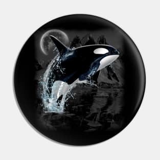 Orca whale dancing in moonlight Pin