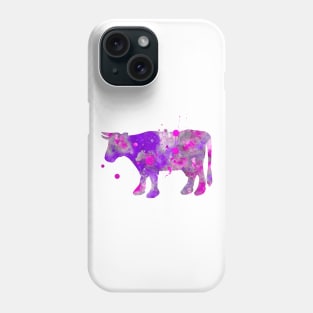 Purple Cow Watercolor Painting Phone Case