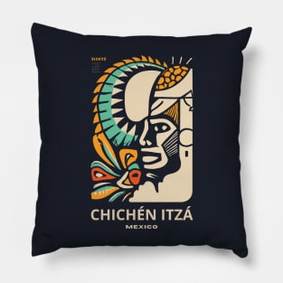 A Vintage Travel Art of Chichén Itzá - Mexico Pillow