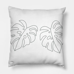 black leave line art illustration Pillow