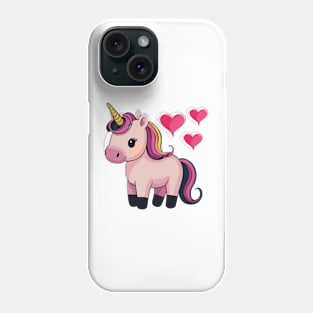 Cute baby unicorn with hearts Phone Case