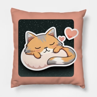 Sleepy Cat Valentine's Day Pillow