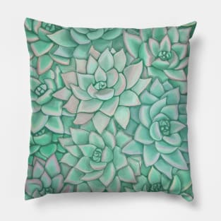 Green Succulent Pattern Pillow