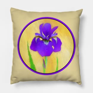 Purple Bearded Iris Painting - Cute Original Flower Art Pillow