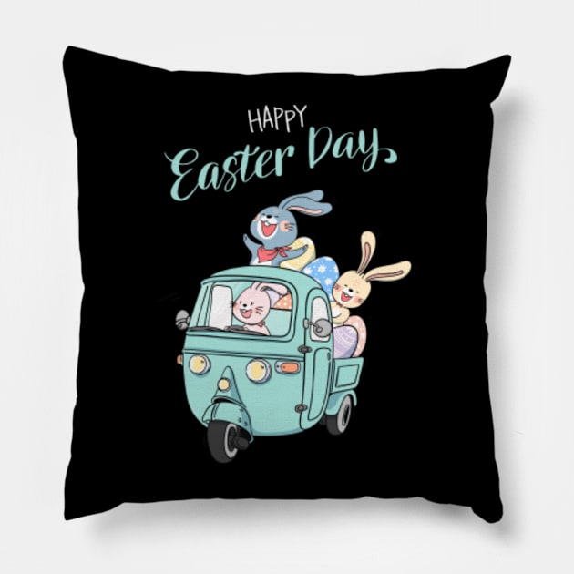 Happy Easter Bunny Rabbit Funny Easter Egg for Women & Girls Pillow by oneshop