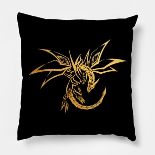 Dragon Skeleton Gold Geometric Art Pillow