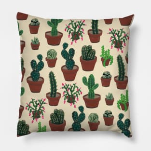 Gouache Cacti Pattern Pillow