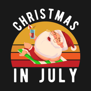 Christmas In July T-Shirt Funny Santa Summer Beach Vacation T-Shirt