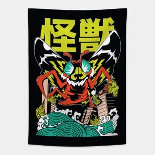 Japanese Kaiju Moth Monster Manga Style Tapestry