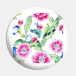 Flowers and leaves seamless porcelain pattern Pin