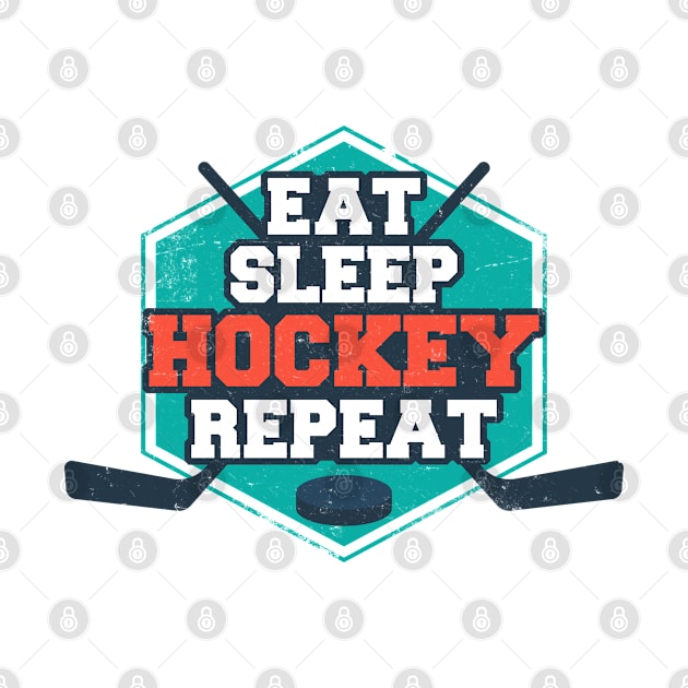 Eat Sleep Hockey Repeat Distressed Design by ricardotito