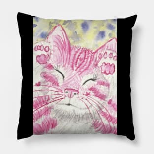 Happy Cat pink Pillow