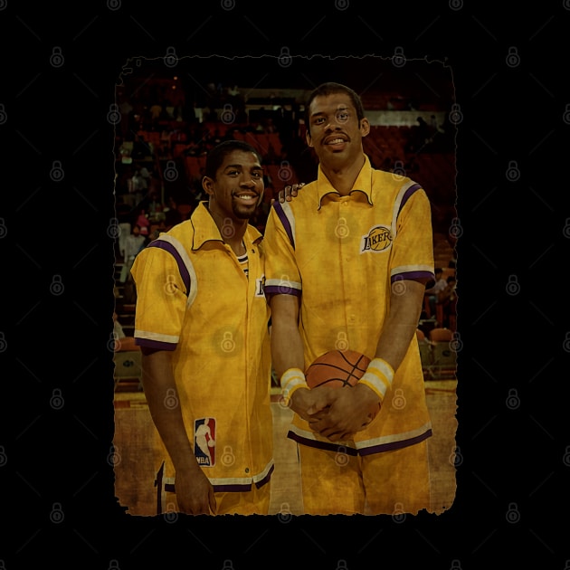 Magic Johnson and Kareem Abdul Jabbar of The Los Angeles Lakers, 1984 by Milu Milu