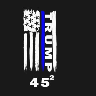 45 Squared Thin Blue Line Vintage American Flag Trump 2020 T-Shirt