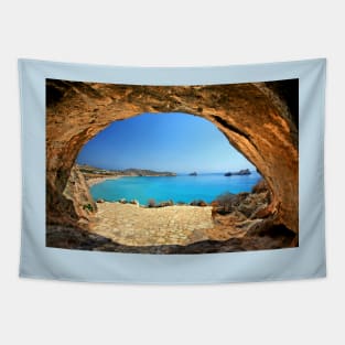 A cave in Xerokambos - Crete island Tapestry