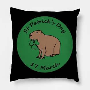 Capybara and Shamrock St Patricks Day Pillow