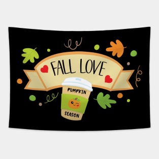 Pumpkin Spice Season Fall Love Autumn Orange Leaves Cute Tapestry