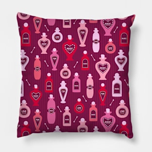 Vintage potion bottles Valentine's love burgundy Pillow