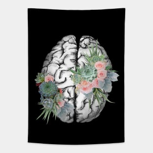 Brain human anatomy,succulents plants, mental Tapestry