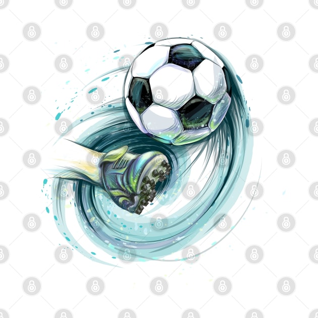 kick soccer ball leg hand drawn by Mako Design 